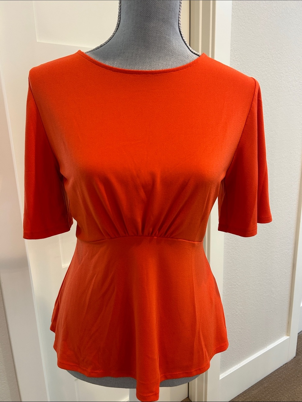 Banana Republic Orange Short-Sleeve Peplum Top